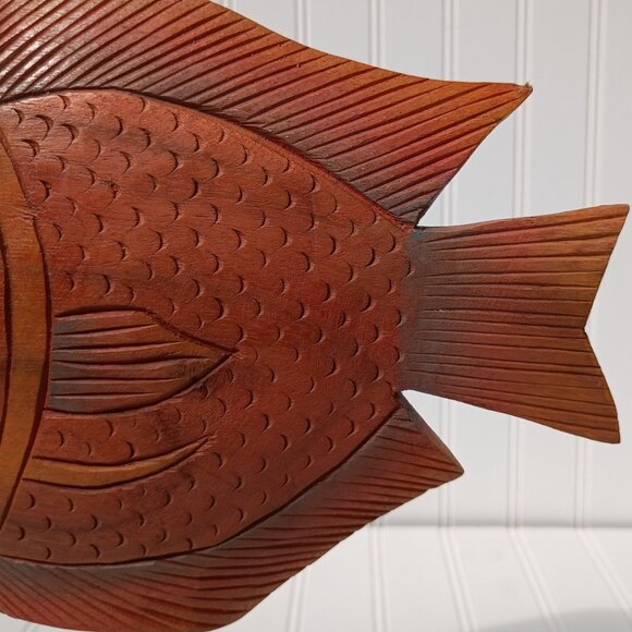 Hand Carved Painted Wooden Fish Pair Sculptures MCM Vintage Mid Century Modern - Picture 6 of 16